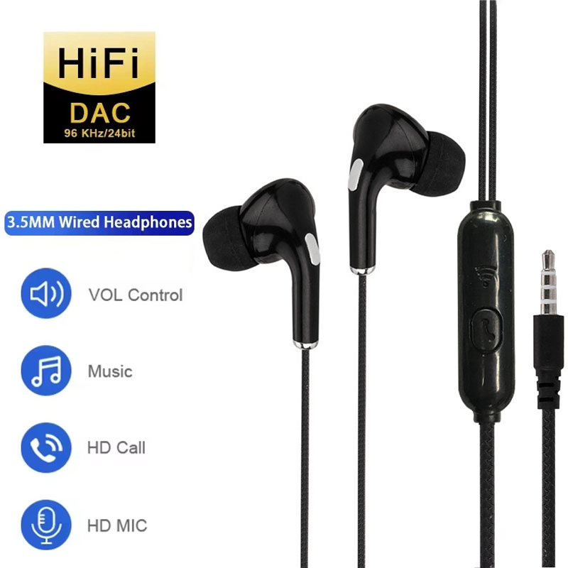 Wired Earphone Mic - 3,5 mm Jaklı, Kablolu Kulaklık, Spor
