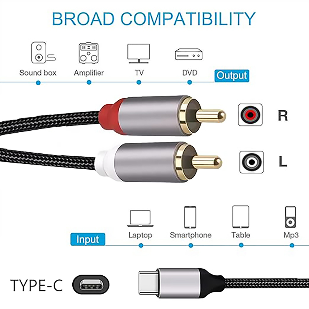 USB C - 2 RCA Ses Kablosu, Tip - Audio Splitter Y incelemesi ve fiyatı